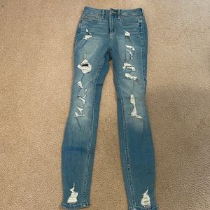 Blue washed Hollister ripped jeans